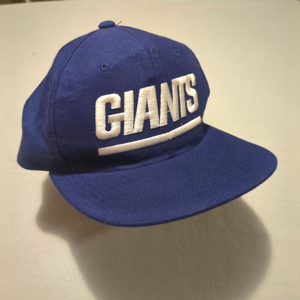 Vintage 80s New Era Team NFL NY Giants Wool Snapback Hat Green Brim